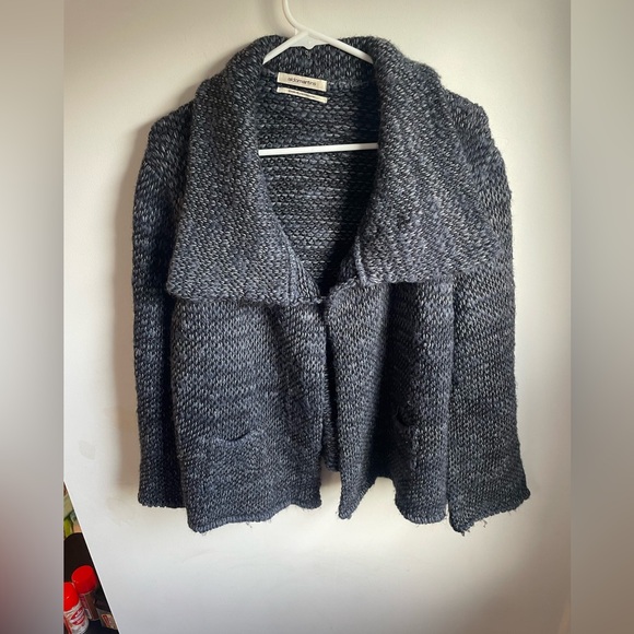 Anthropology Aldomartins Knit Sweater Cardigan Jacket Thick Grey Blue L / XL J - Picture 1 of 9